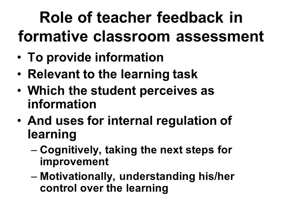 Role of Assessment in Teaching & Learning